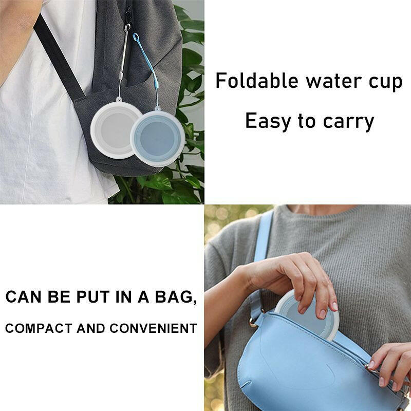 1/2pcs Portable Silicone Folding Water Cup Outdoor Heat Resistant Foldable Mug Collapsible Drinking Cups With Lid Travel Camping.