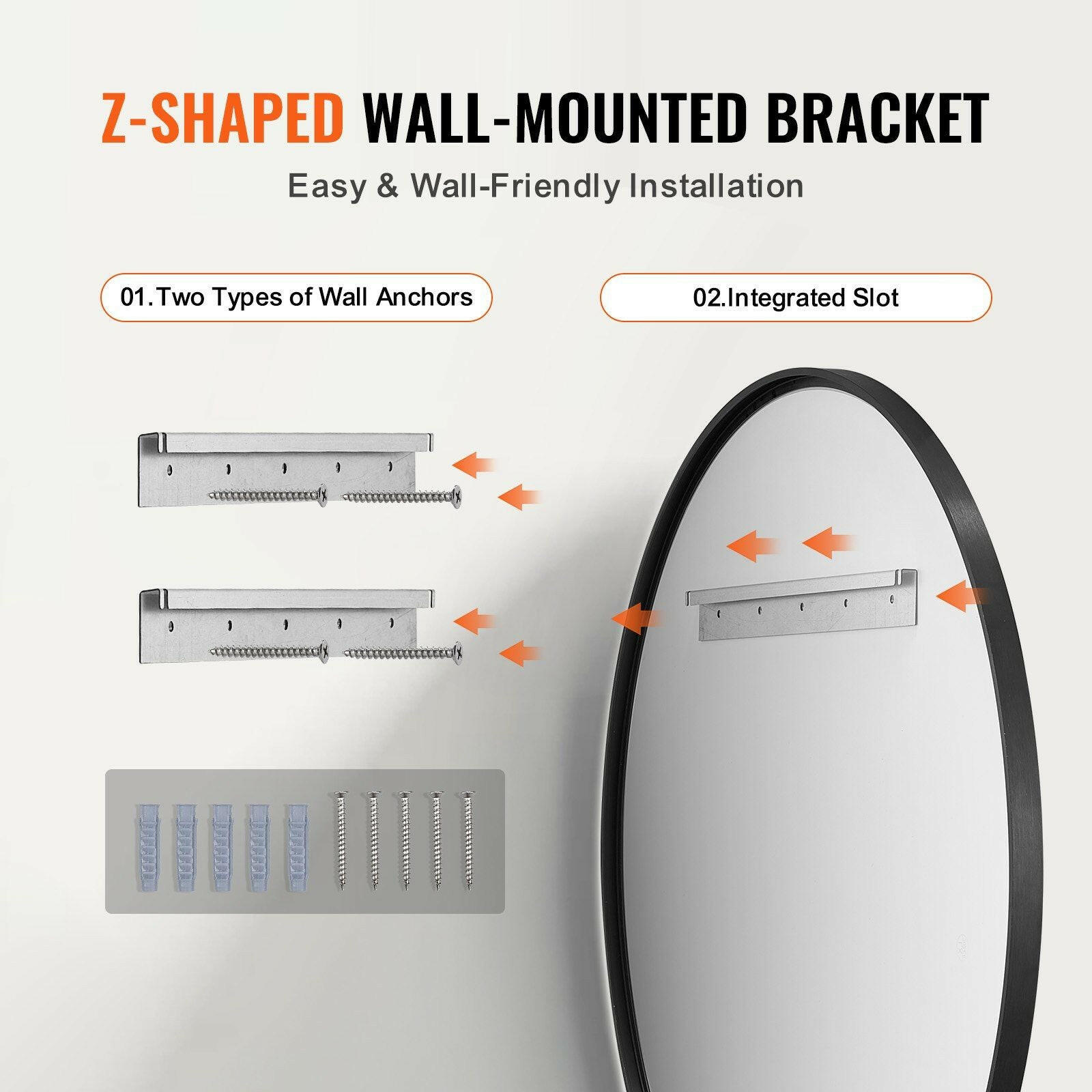 Round Wall Mounted Mirror 30 in Mirror with Aluminium Alloy Frame.