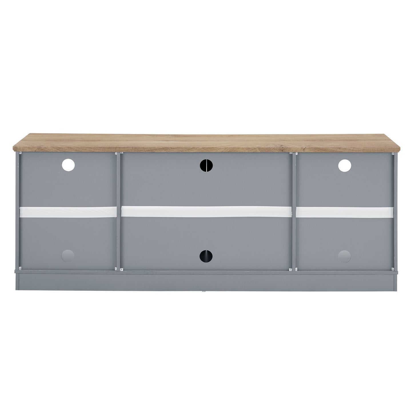 Modern Farmhouse Home Entertainment Console, for TV Up to 80'', with Open Shelves and Glass Door Cabinets, Light Blue and Light Oak, 70"W*15.55"D*26.85"H