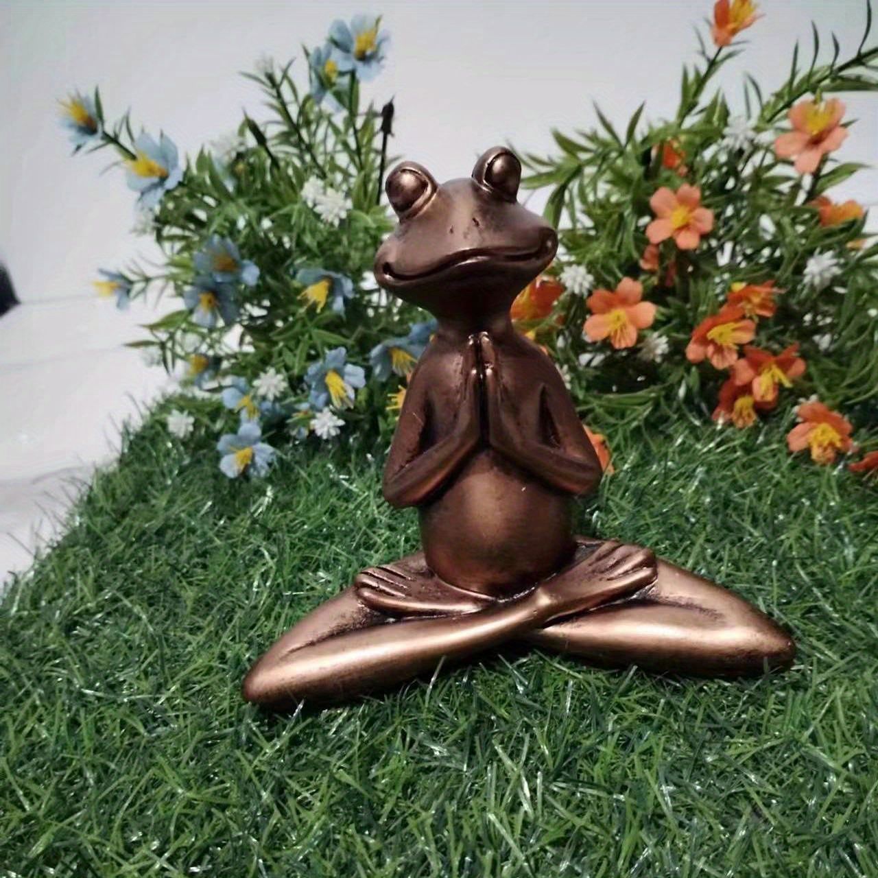 1pc Miniature Meditation Yoga Frog Resin Statue Garden , Home Decoration