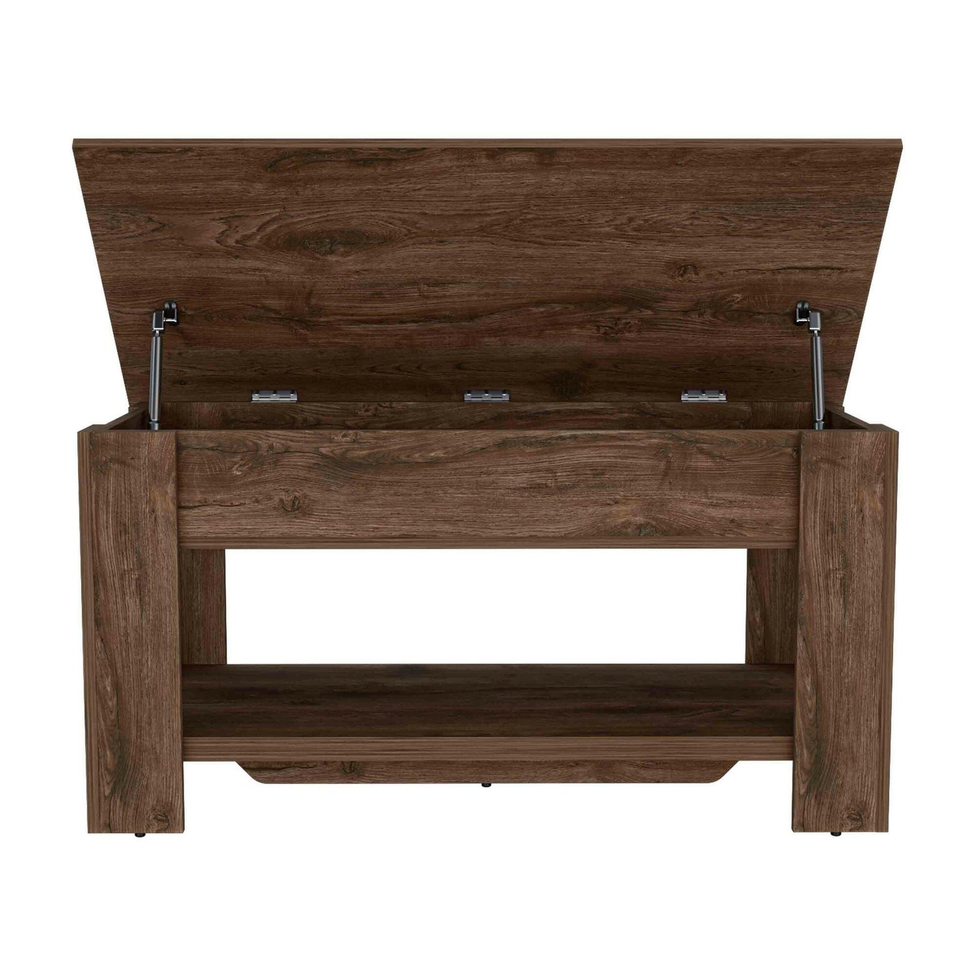 DEPOT E-SHOP Saturn Storage Table, Four Legs, Lower Shelf, Dark Brown.