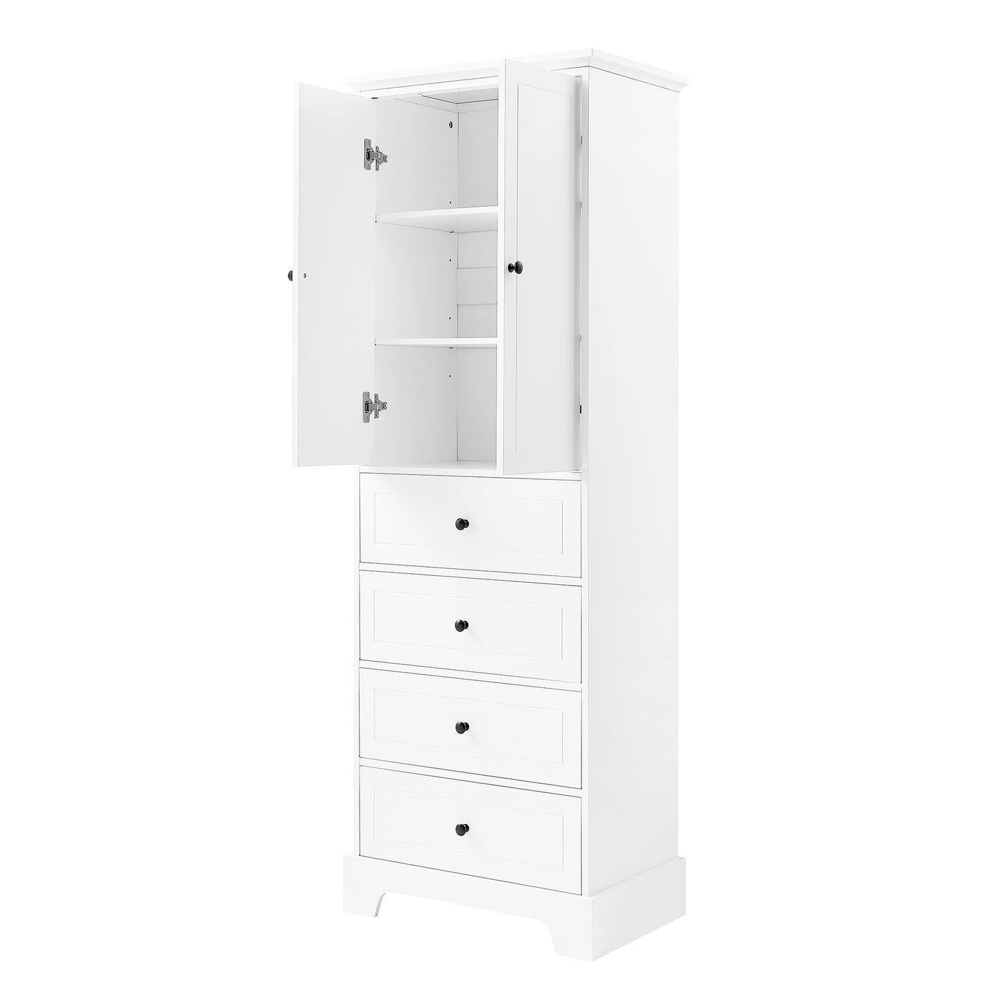 Storage Cabinet with 2 Doors and 4 Drawers for Bathroom, Office, Adjustable Shelf, MDF Board with Painted Finish