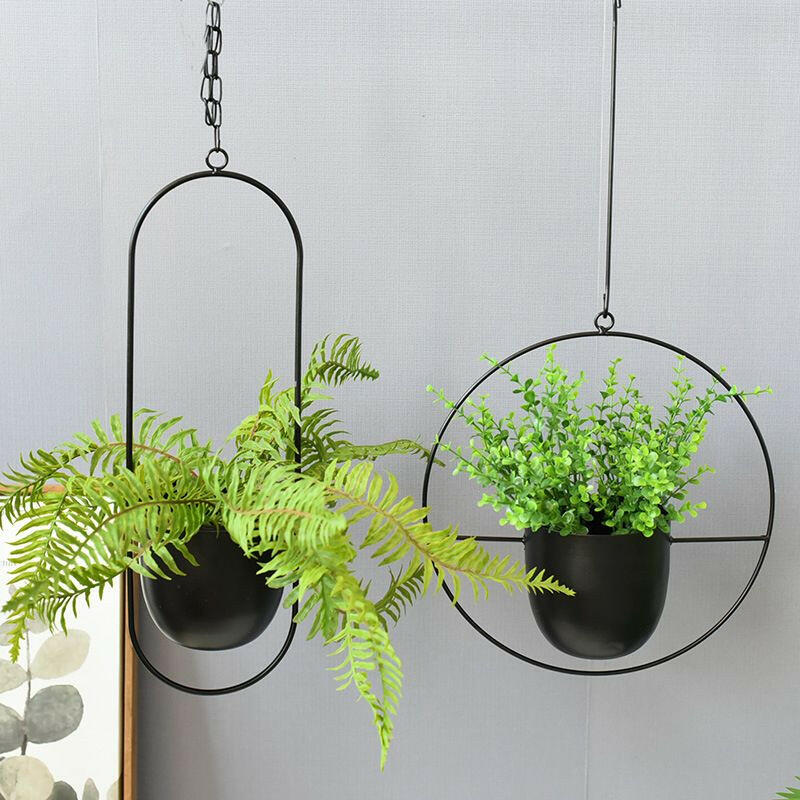 Nordic Metal Hanging Chain Flower Pot Iron Hanging Flower Basket Vase Plant Hanging Planter For Home Garden Balcony Decoration.