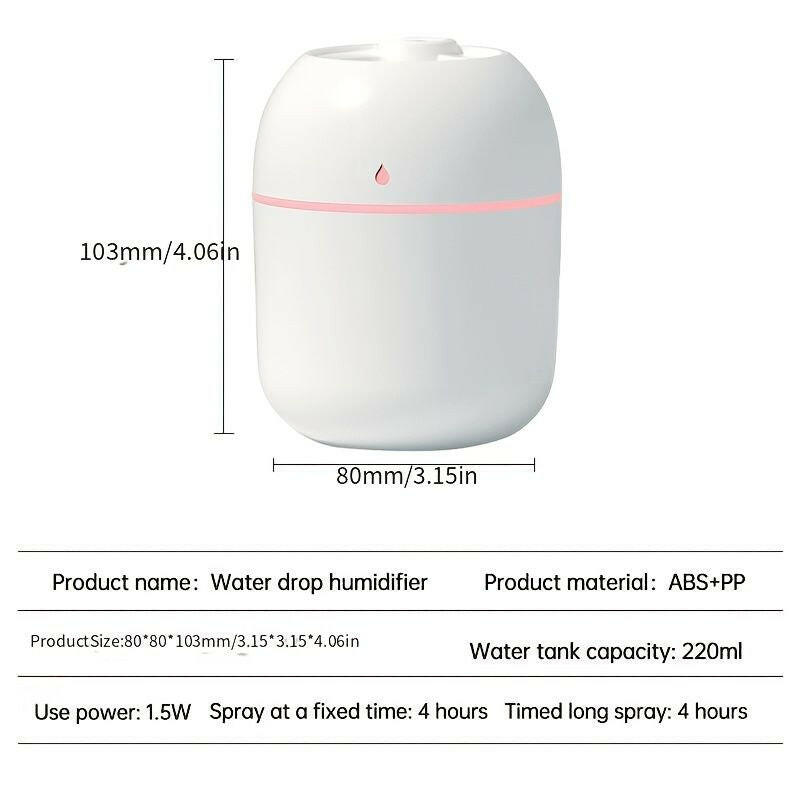 1 Pcs Portable Mini Humidifier; 220ml Small Cool Mist Humidifier; USB Personal Desktop Humidifier For Baby Bedroom Travel Office Home.