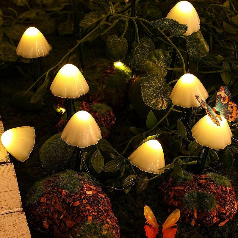 LED Solar Lights Outdoor Garden Waterproof Mushroom String Lawn Lamps Cute Fairy Light Landscape Lamp Path Yard Lawn Patio Decor.