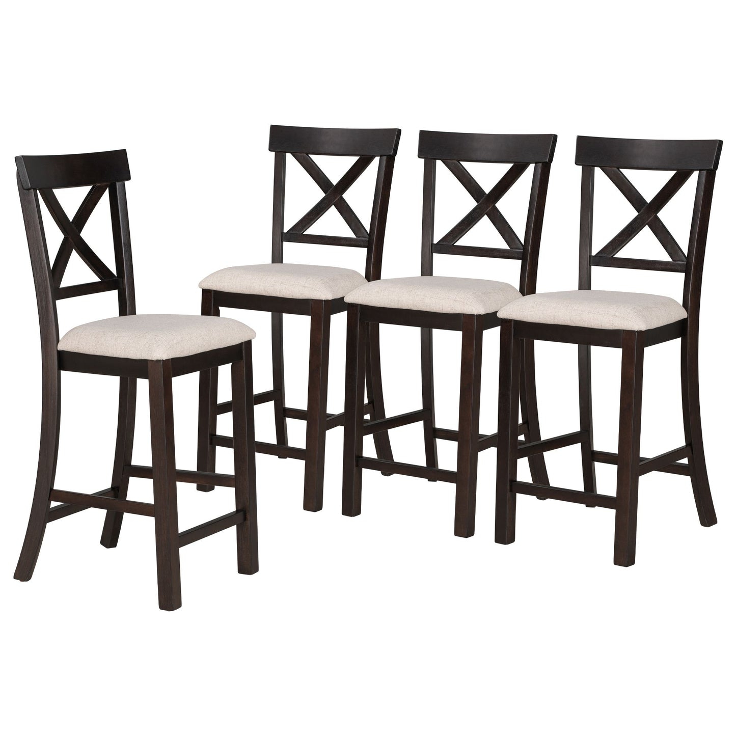 6-Piece Counter Height Dining Table Set Table with Shelf 4 Chairs and Bench for Dining Room