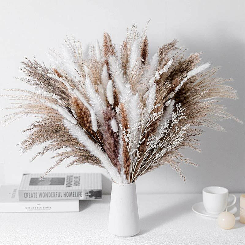 Phragmites Dried Flowers Bouquet Long Bouquet Reed Dried Natural Dried Pampa Grass Bouquet Home Wedding Living Room Decoration.