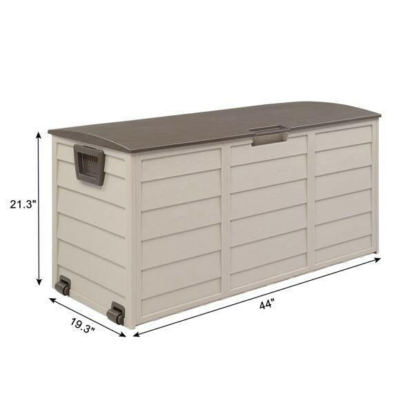 75gal 260L Outdoor Garden Plastic Storage Deck Box Chest Tools Cushions Toys Lockable Seat.