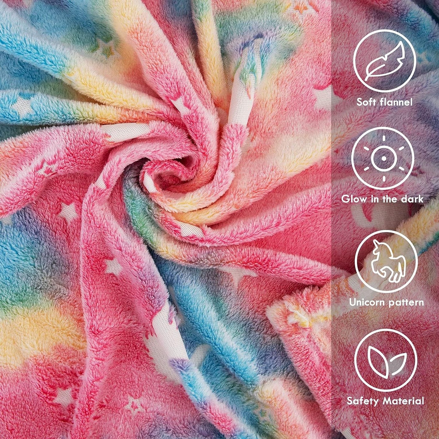 Glow in the Dark Throw Blanket Unicorn - Luminous Kids Blanket (50" x 60")