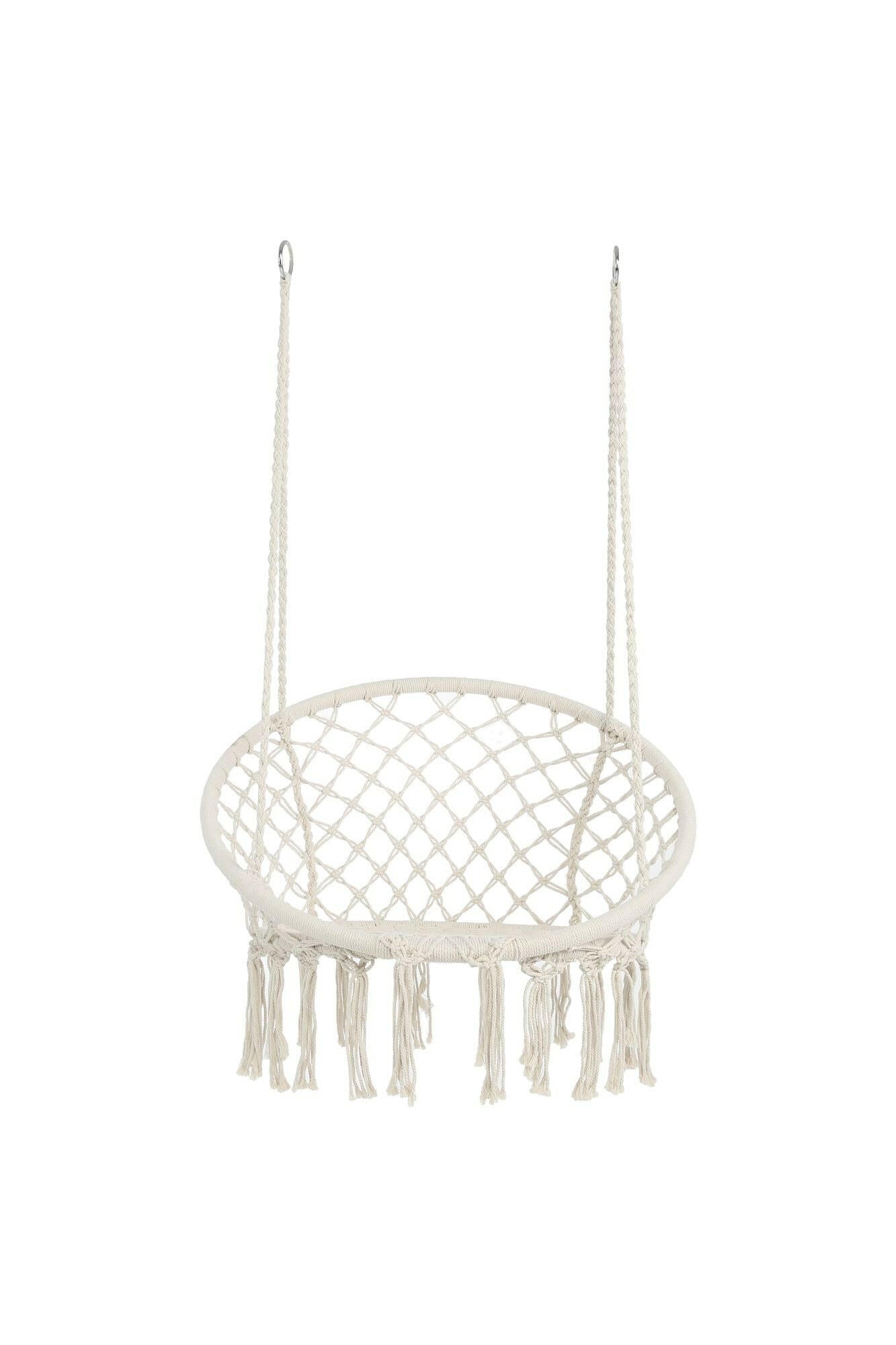 Hammock Chair Macrame Swing Max 330 Lbs Hanging Cotton Rope Hammock Swing Chair for Indoor and Outdoor.