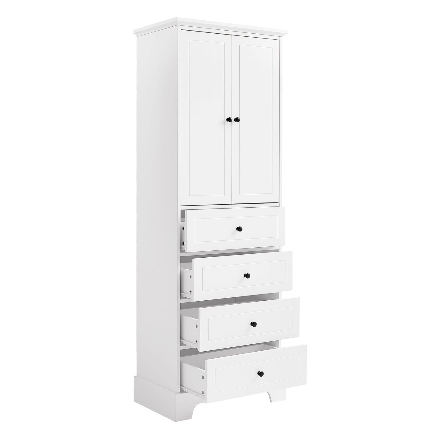 Storage Cabinet with 2 Doors and 4 Drawers for Bathroom, Office, Adjustable Shelf, MDF Board with Painted Finish