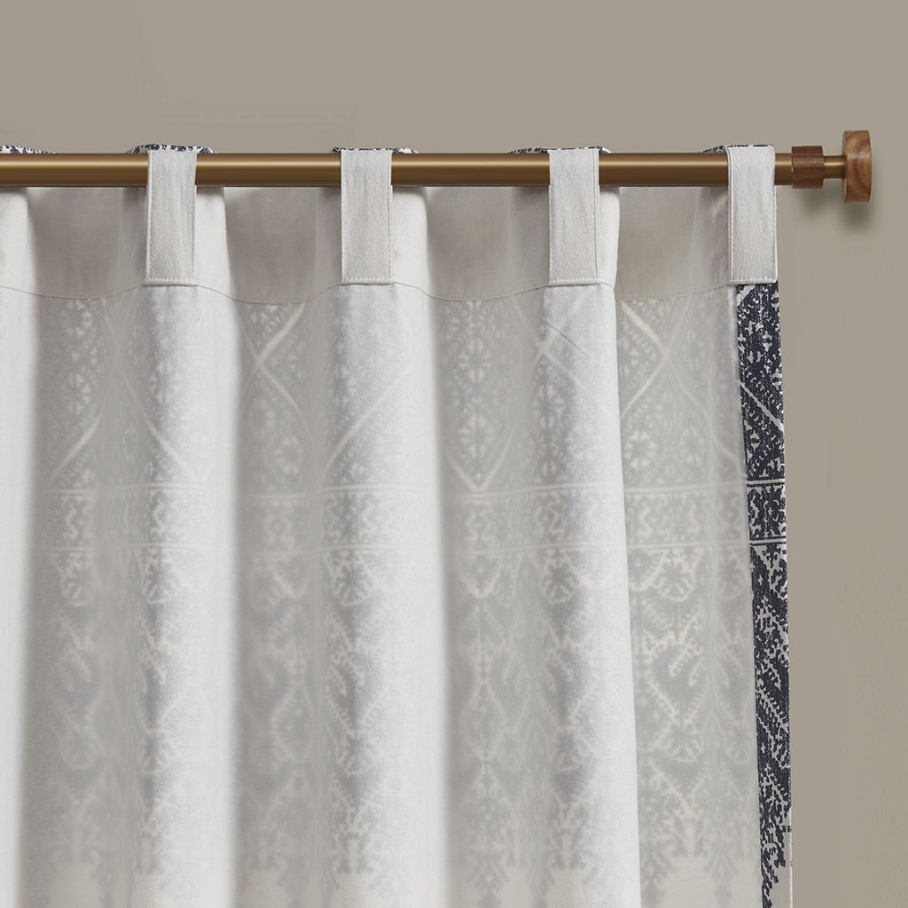 Cotton Printed Curtain Panel with Chenille detail and Lining(Only 1 Pc Panel)