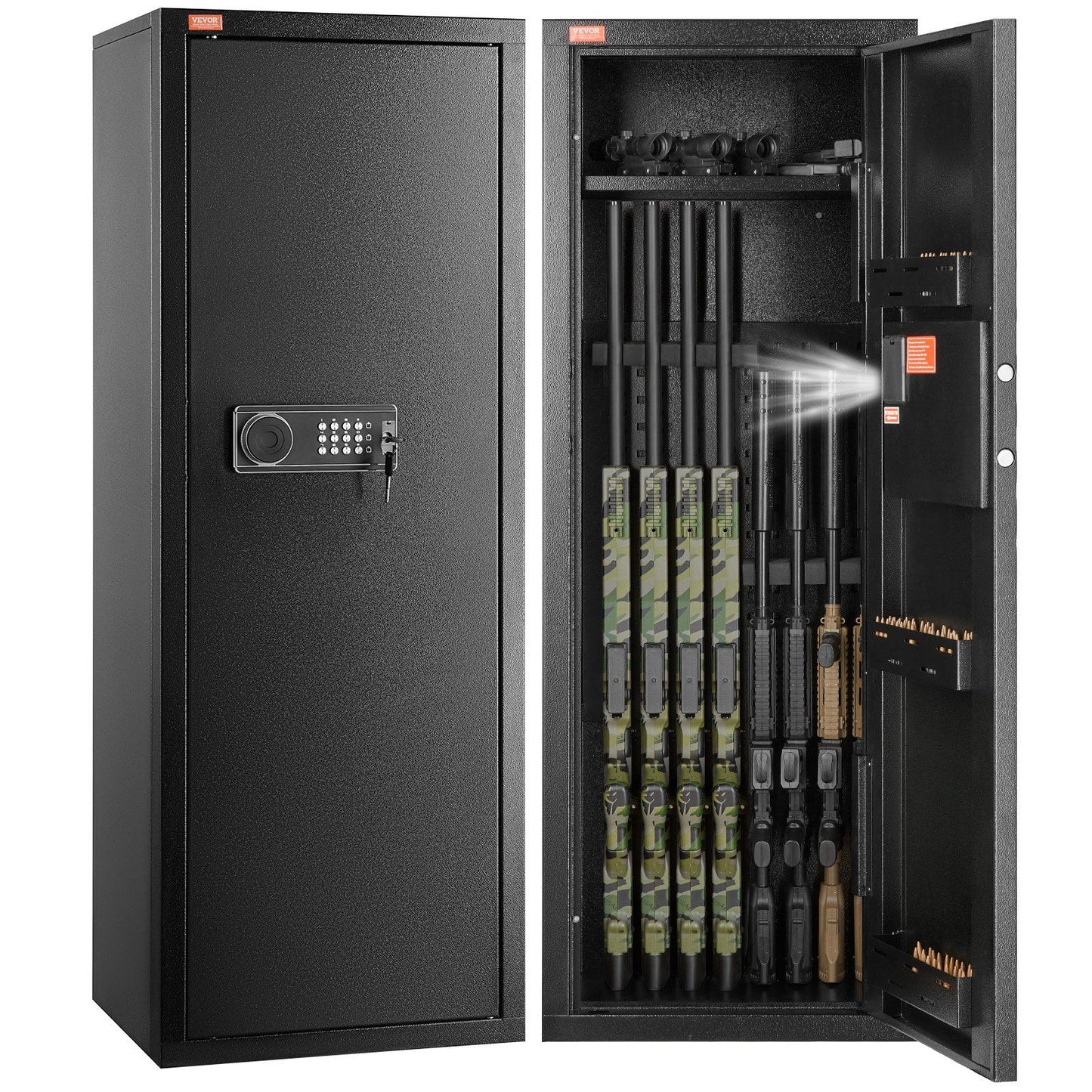 VEVOR 6-8 Rifles Gun Safe, Rifle Safe with Lock & Digital Keypad, Quick Access with Removable Shelf, Rifle Cabinet for Home