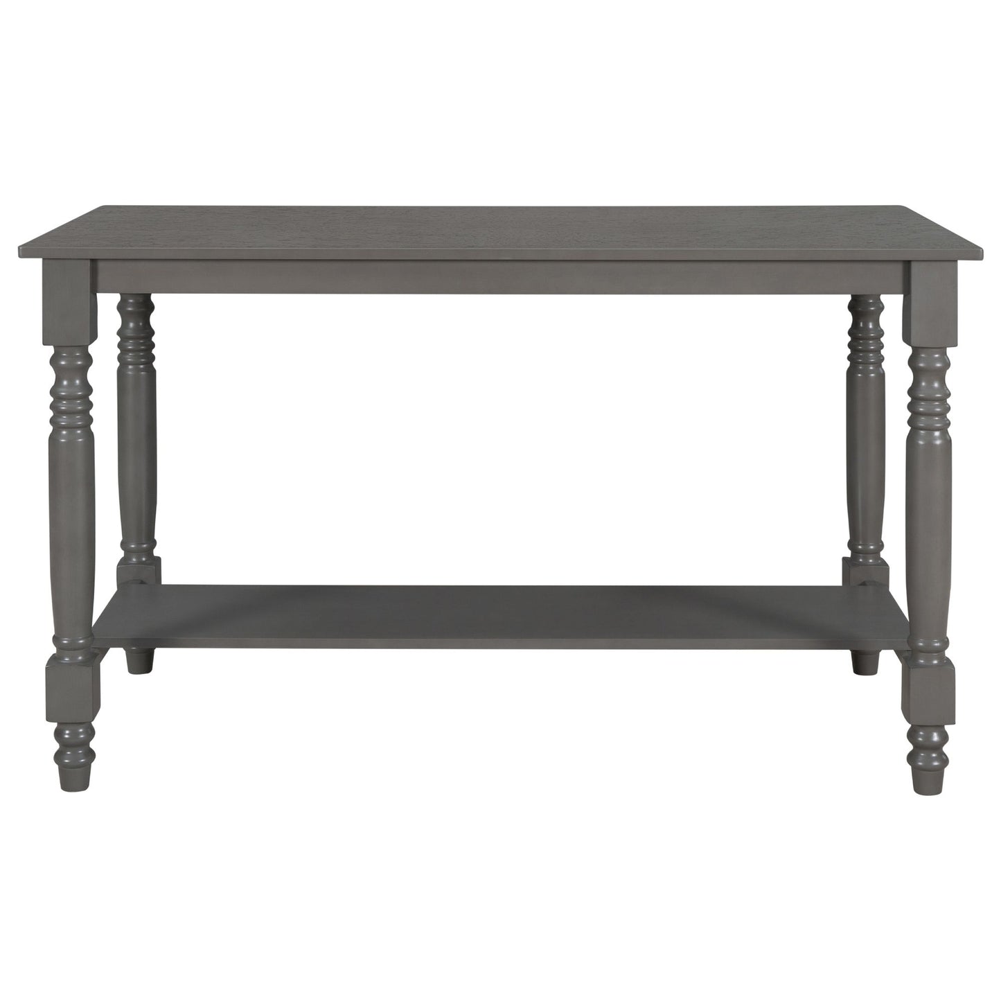 TREXM 6-Piece Counter Height Dining Table Set Table with Shelf 4 Chairs and Bench for Dining Room (Gray)