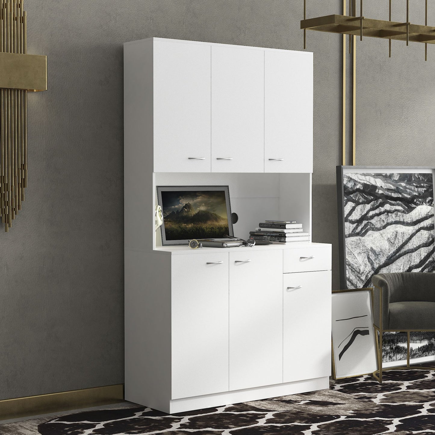 70.87" Tall Wardrobe & Kitchen Cabinet, with 6-Doors,White