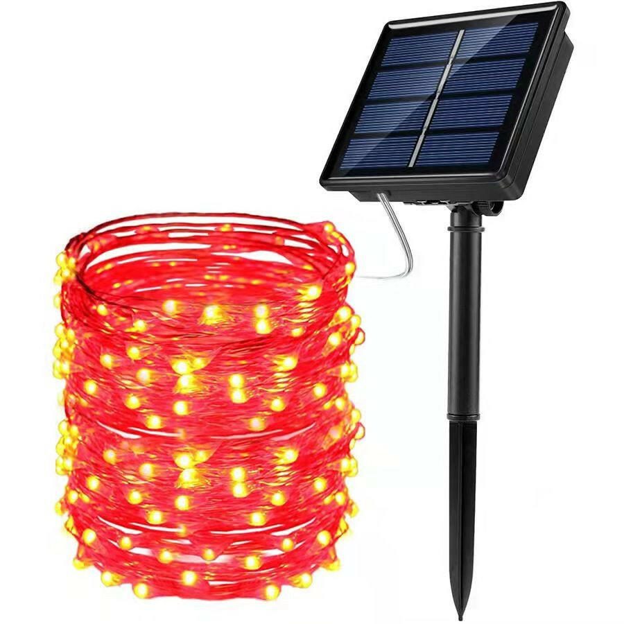 Solar Christmas String Lights; 33ft 100 LED Solar 8 Modes Outdoor Waterproof String Lights For Christmas Tree Garden Decoration (multi-color).