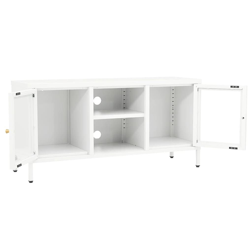 TV Stand White 41.3"x13.8"x20.5" Steel and Glass