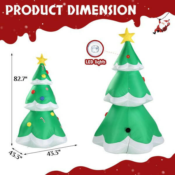 6.9 FT Lighted Christmas Inflatable Decoration, Inflatable Christmas Tree, Blow Up Yard Decorations with Built-in LED Lights for Holiday Party Front Yard Lawn Garden Decor.