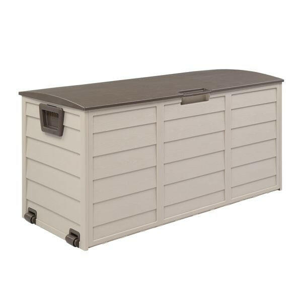 75gal 260L Outdoor Garden Plastic Storage Deck Box Chest Tools Cushions Toys Lockable Seat.