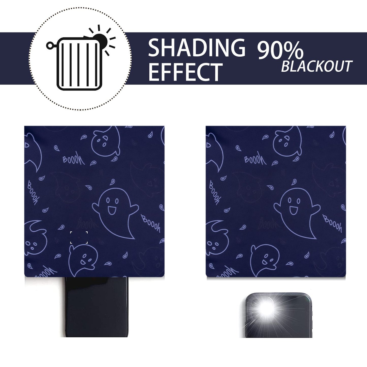 Muwago Ghost Demon Dark Blue Blackout Curtains Luminous Glow in The Dark Themed Grommet Thermal Insulated Curtains Bedroom and Living Room Window Treatment