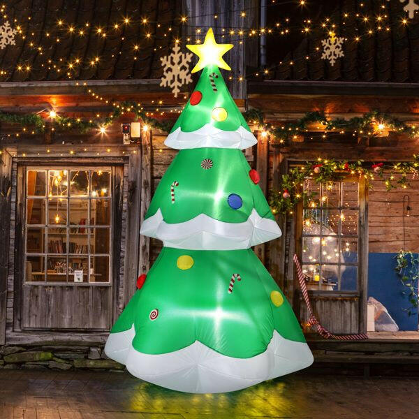 6.9 FT Lighted Christmas Inflatable Decoration, Inflatable Christmas Tree, Blow Up Yard Decorations with Built-in LED Lights for Holiday Party Front Yard Lawn Garden Decor.