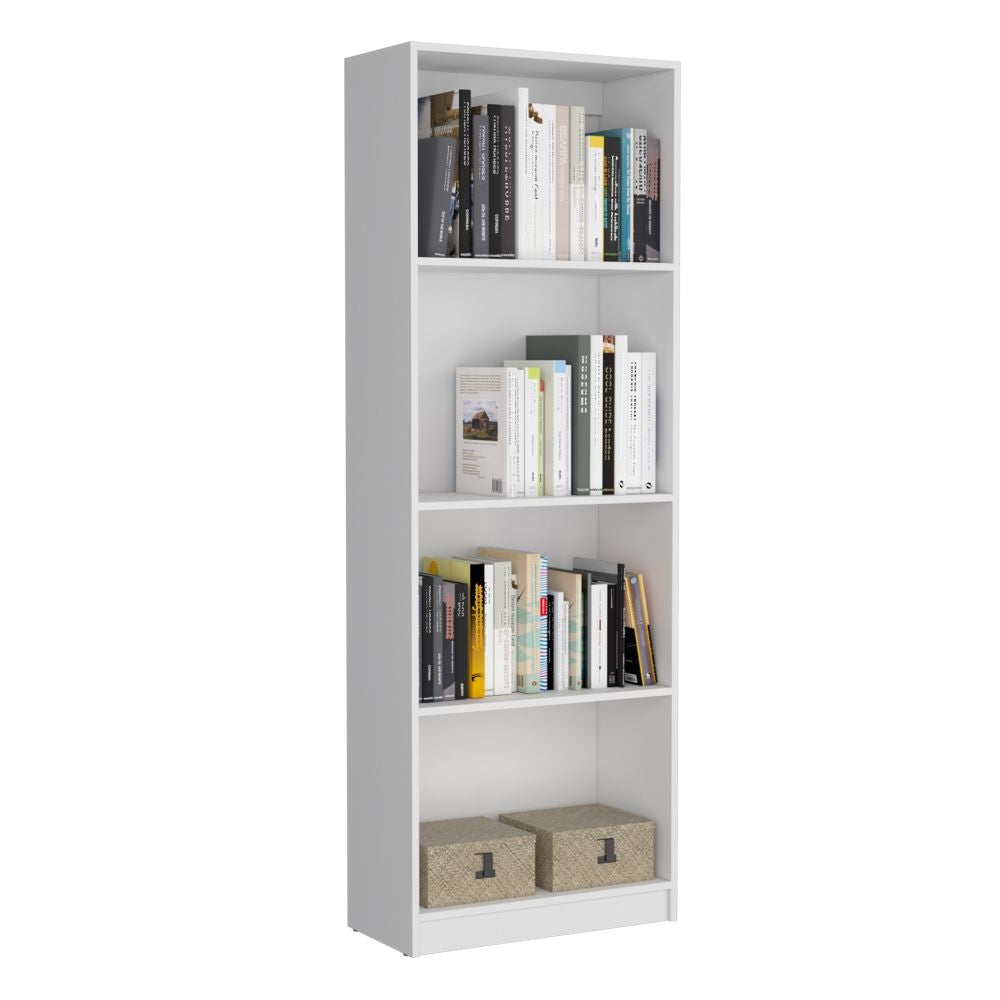 Dupree 4 Piece Home Bookcase set, 91" Wide with 17 Shelves And a Double-Door Cabinet , Living Room Set White