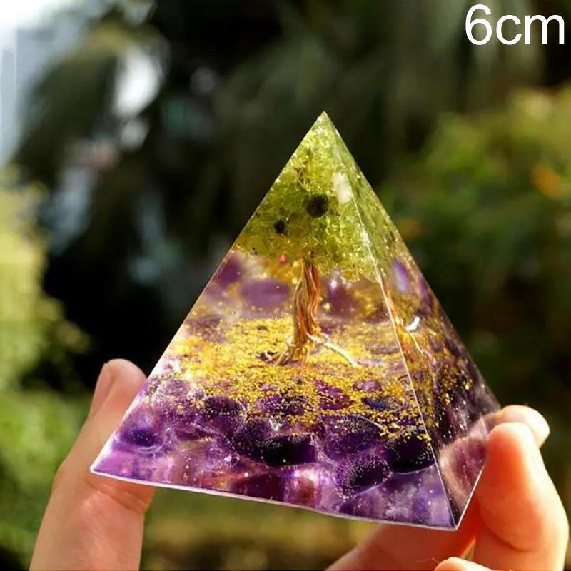 Natural Tiger Eye Orgonite Pyramid Heal Crystals Ball Energy Generator Reiki Chakra Multiplier Orgone Amethyst Meditation Stone.