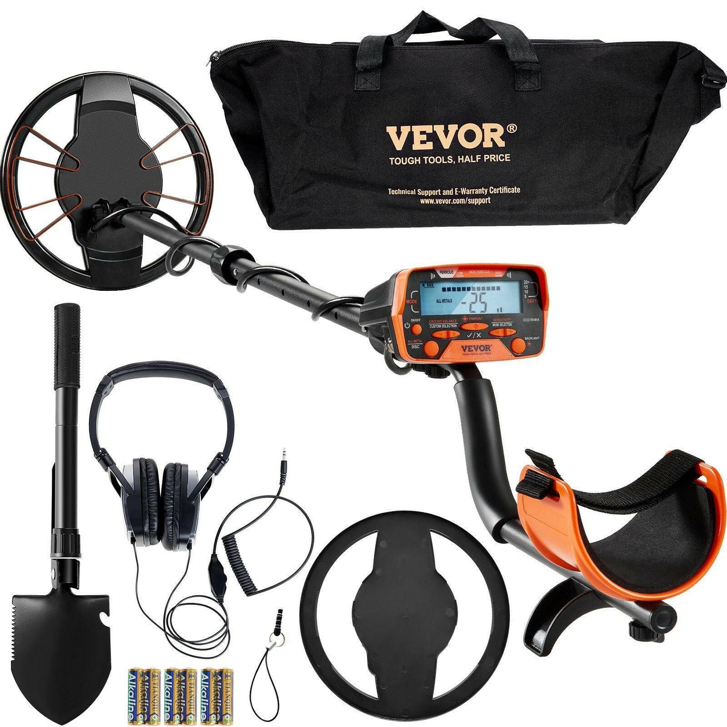 VEVOR Metal Detector for Adults & Kids, 10 Inch Waterproof Search Coil with LCD Display 7 Modes, Adjustable 41''-52'' Aluminum Stem, DSP Chip Higher Accuracy Gold Detector 10'' Detection Depth.