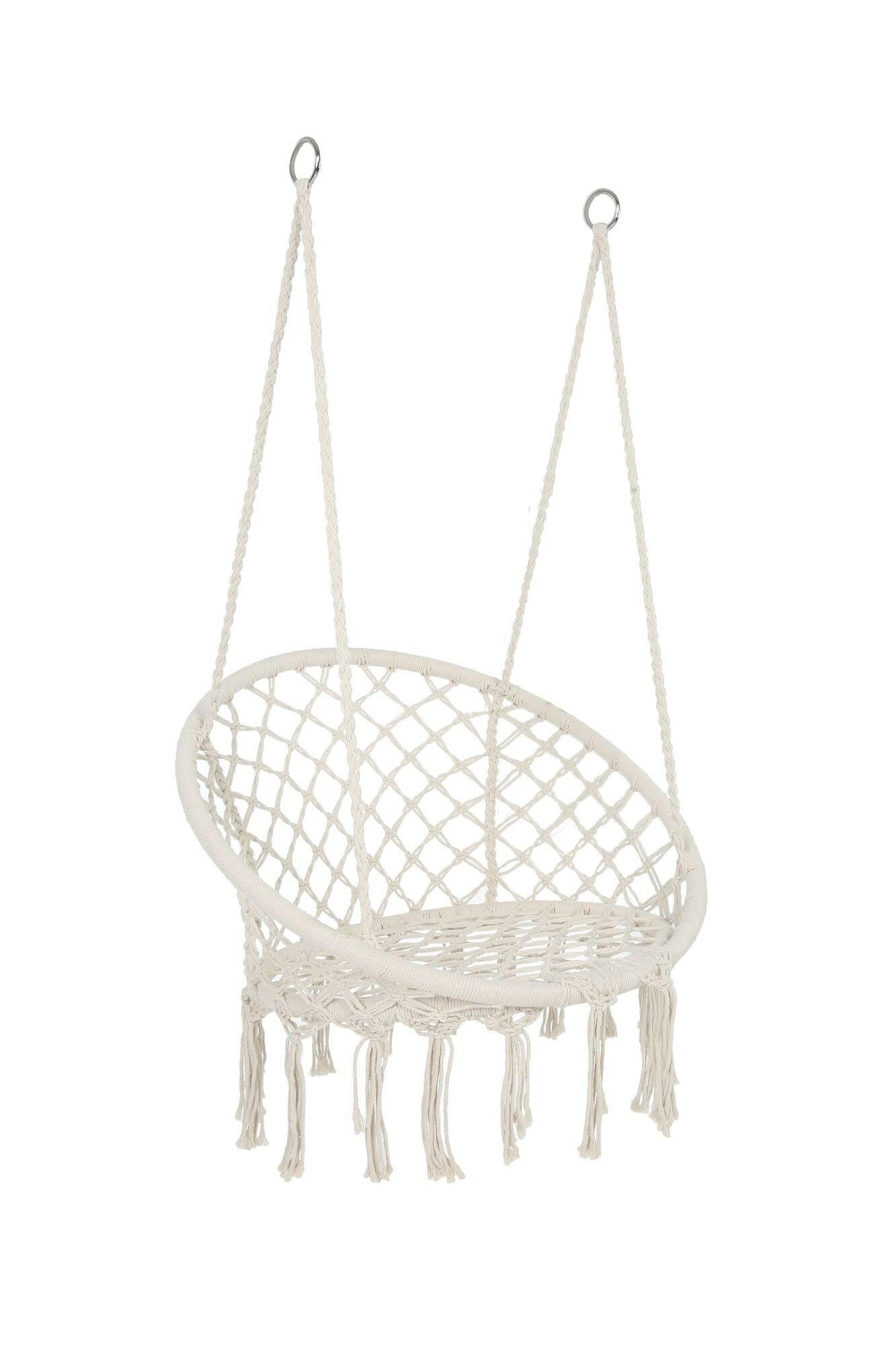 Hammock Chair Macrame Swing Max 330 Lbs Hanging Cotton Rope Hammock Swing Chair for Indoor and Outdoor.