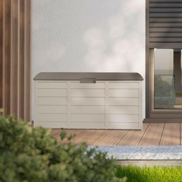 75gal 260L Outdoor Garden Plastic Storage Deck Box Chest Tools Cushions Toys Lockable Seat.