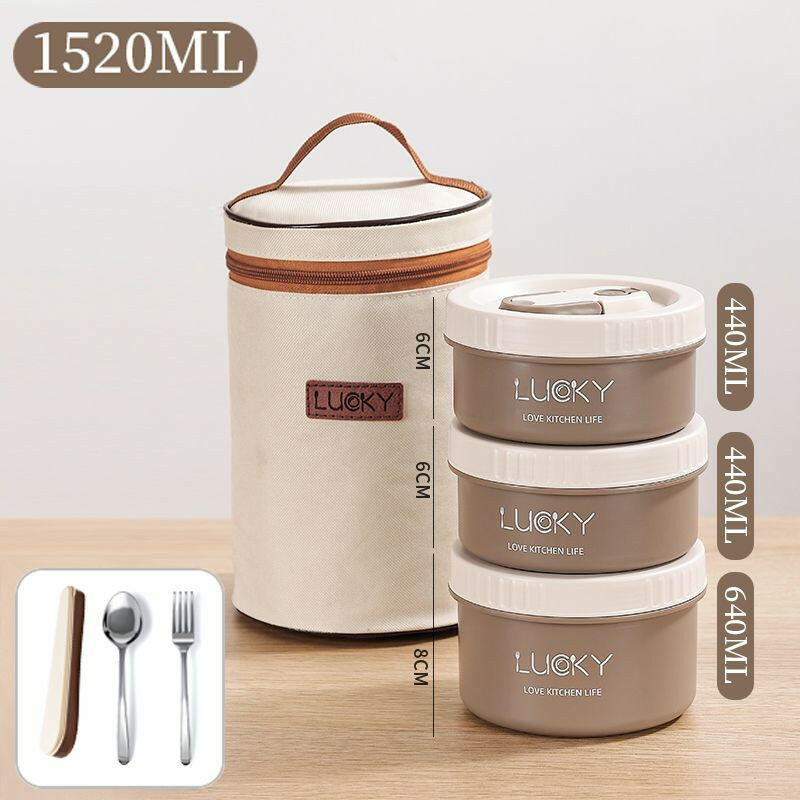 Microwave oven Dinnerware for Students Leakproof Food Container Stackable Bento Lunch Box Stainless Steel Lunch Container with L.