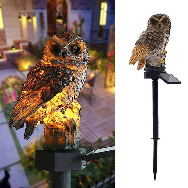 Solar Owl Garden Light Owl Solar Lamp Parrot Lawn Light Solar Lights Outdoor Solar Light Animal Pixie Lawn Lamp Waterproof Decor.