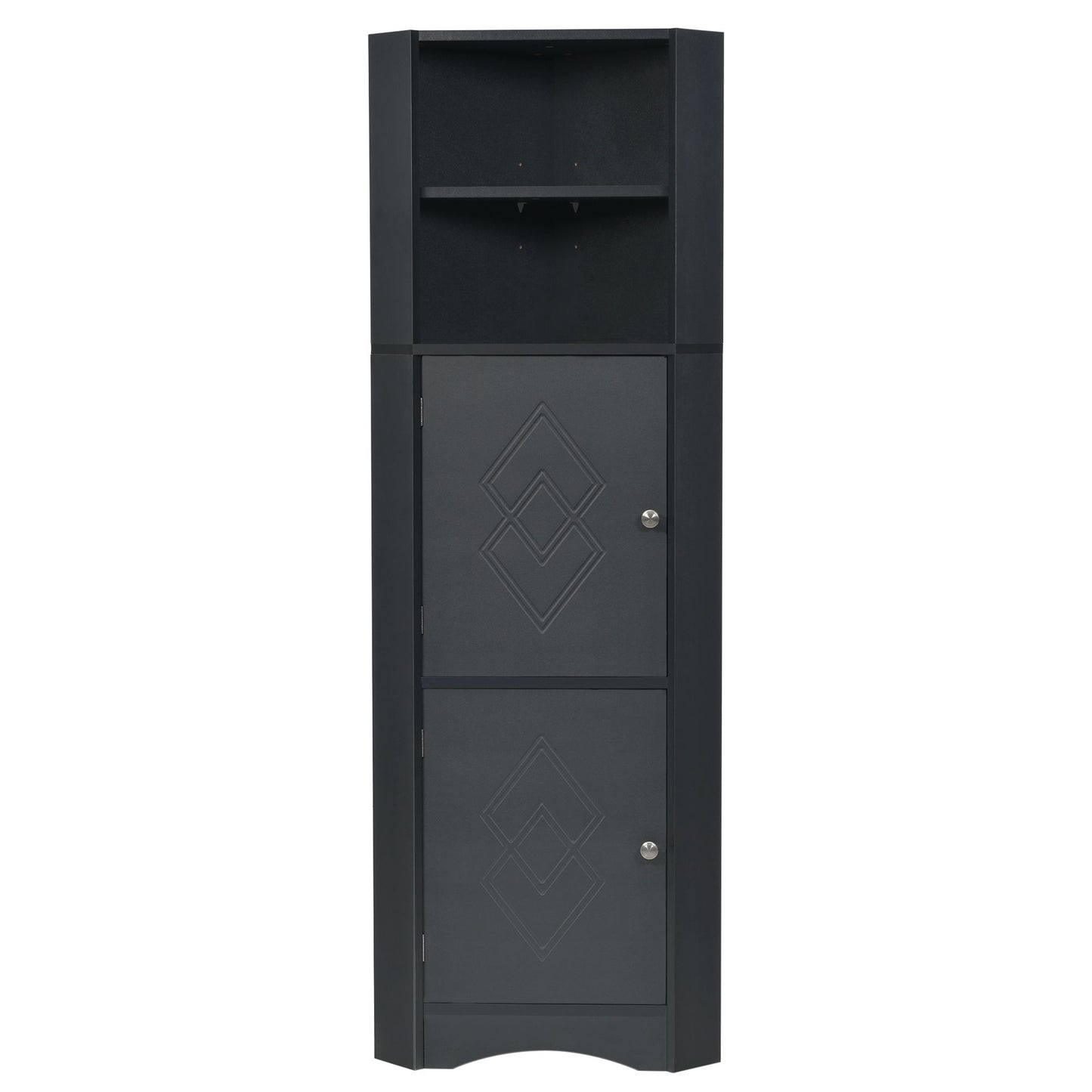 Tall Bathroom Corner Cabinet;  Freestanding Storage Cabinet with Doors and Adjustable Shelves;  MDF Board