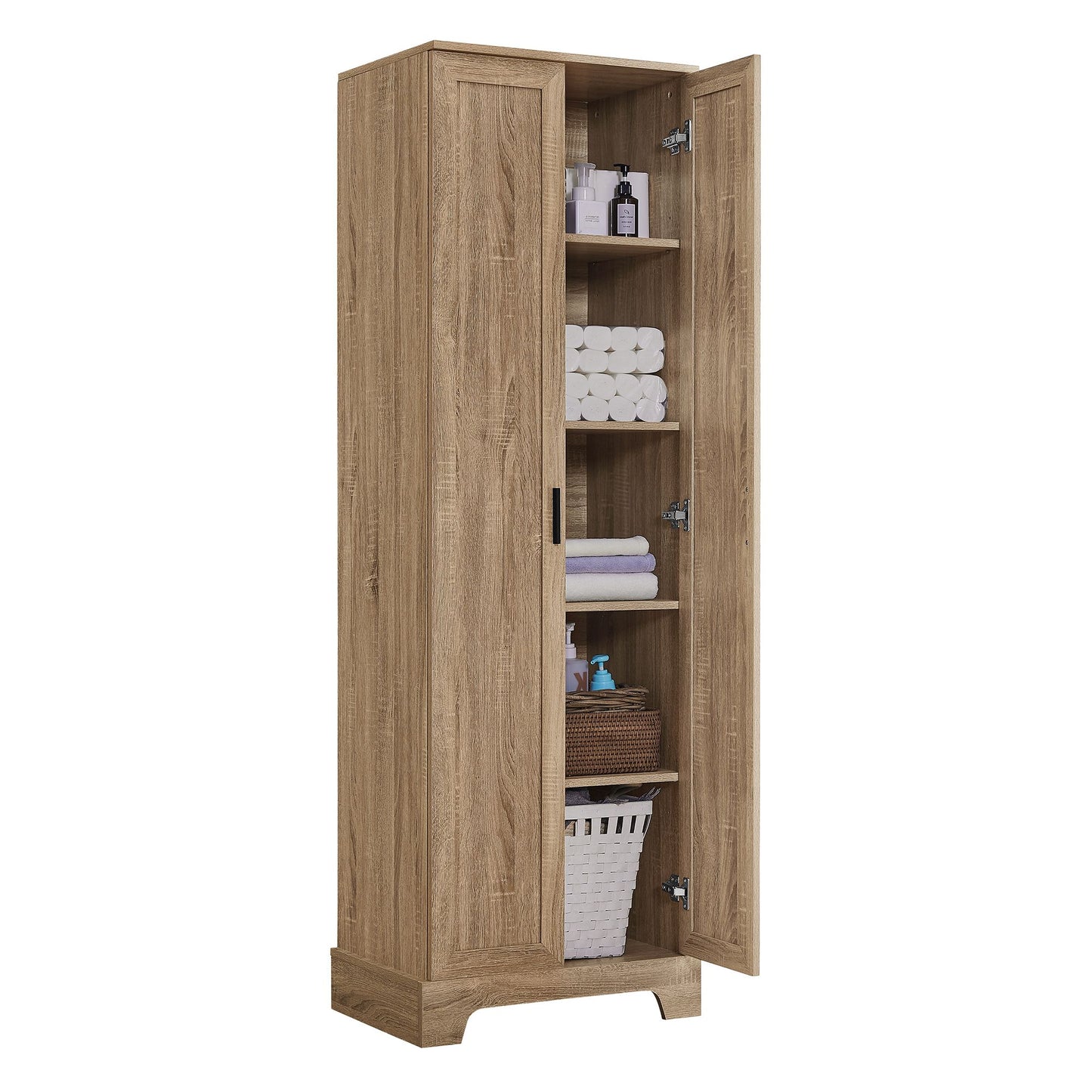 Storage Cabinet with Two Doors for Bathroom, Office, Adjustable Shelf, MDF Board, Brown