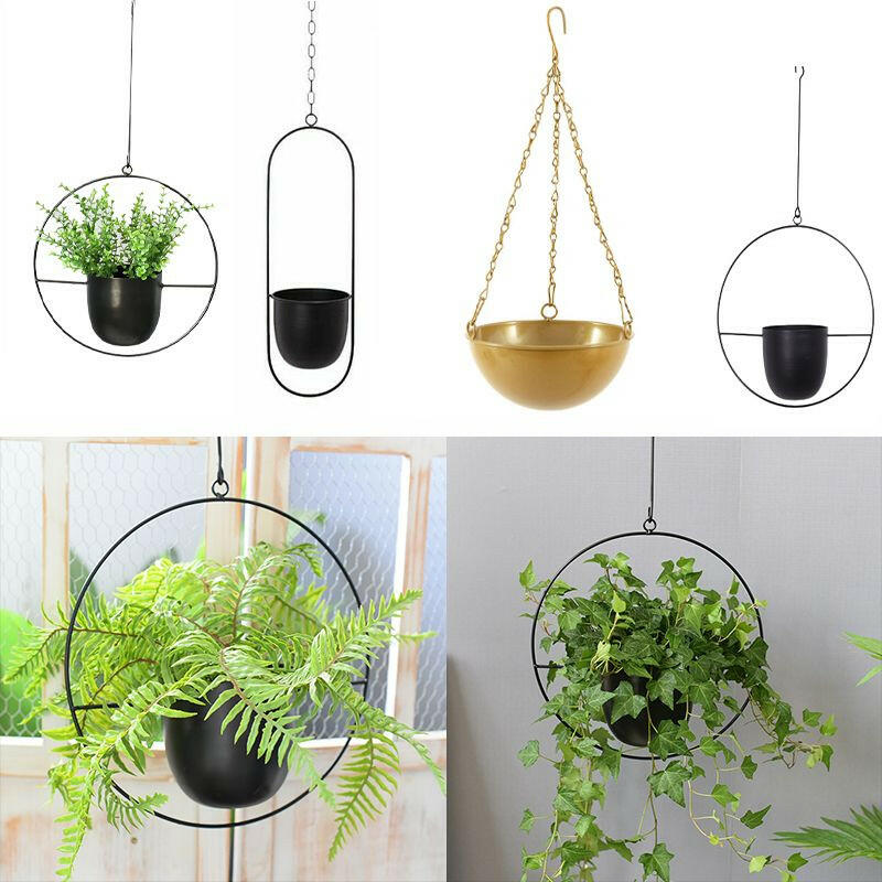 Nordic Metal Hanging Chain Flower Pot Iron Hanging Flower Basket Vase Plant Hanging Planter For Home Garden Balcony Decoration