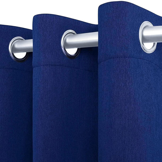 Blackout Curtains for Bedroom Pack of 2 Navy Blue 52 x 63 inch Window Hanging Panels Blind Off Grommet Curtains Thick Black Out Window Screen No Light Drapes