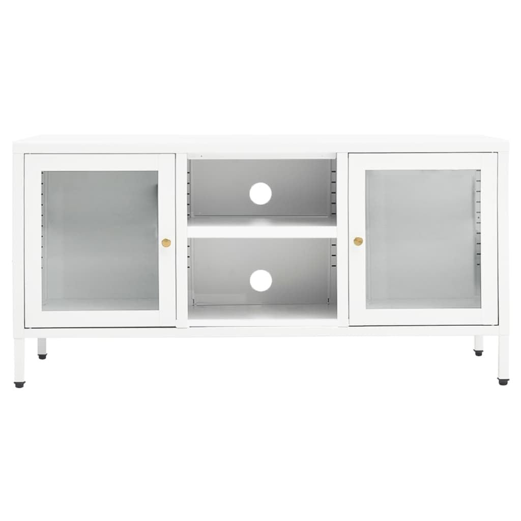 TV Stand White 41.3"x13.8"x20.5" Steel and Glass