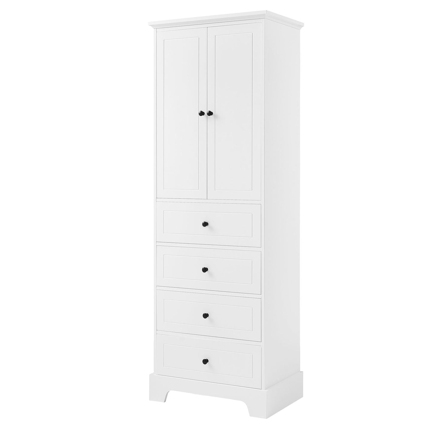 Storage Cabinet with 2 Doors and 4 Drawers for Bathroom, Office, Adjustable Shelf, MDF Board with Painted Finish