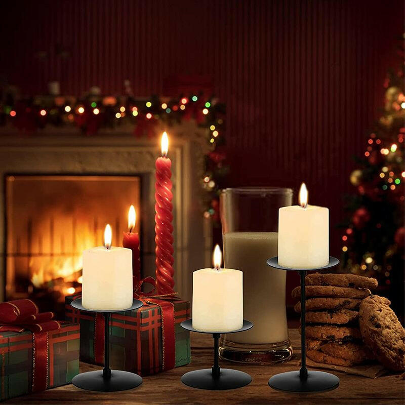 3Pcs Metal Candle Holders Iron Pillar Candle Plate Candle Stand Candlestick Table Centerpieces Wedding Party Festival Home Decor.