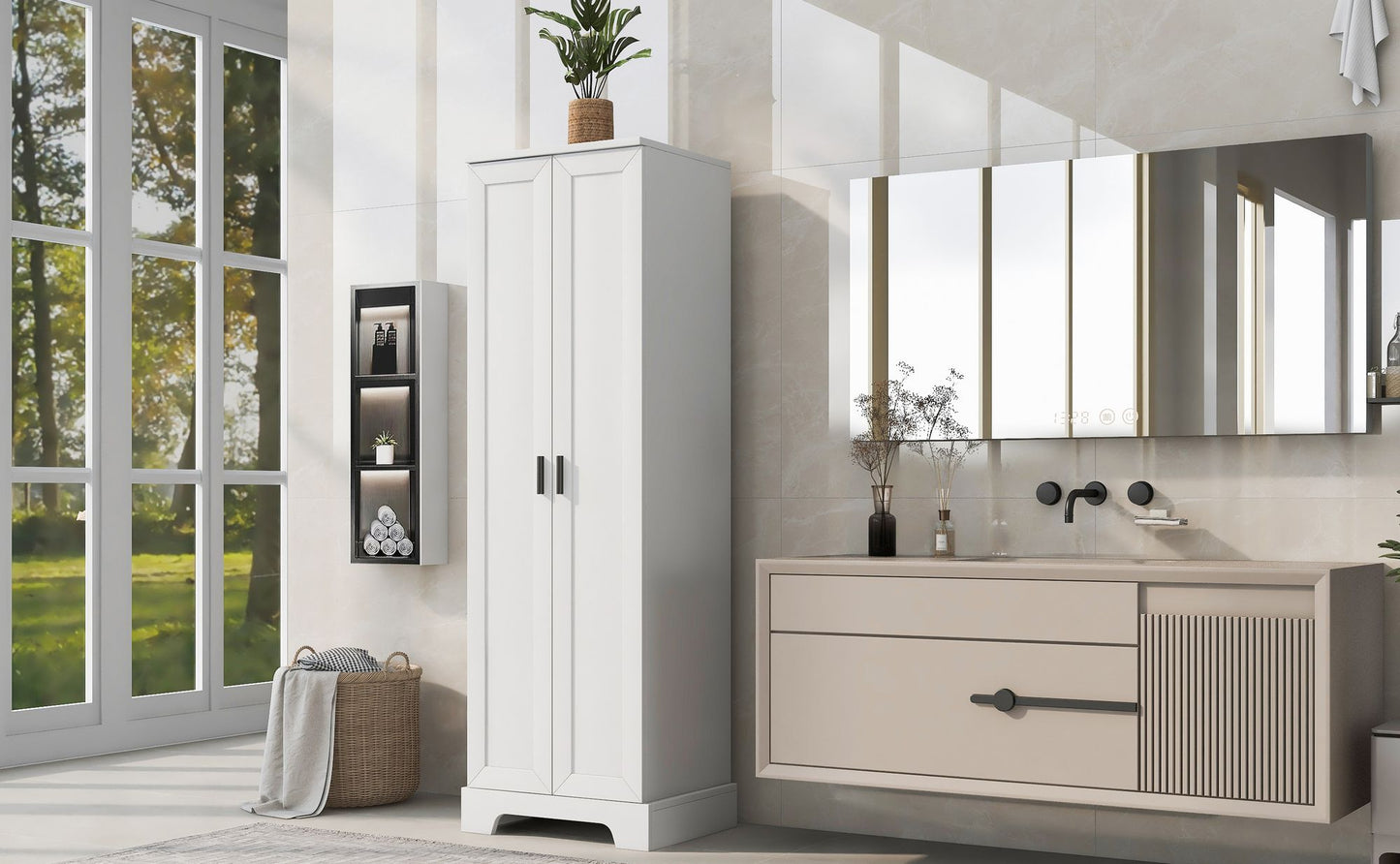 Two Door Storage Cabinet  for Bathroom, Office, Adjustable Shelf, White