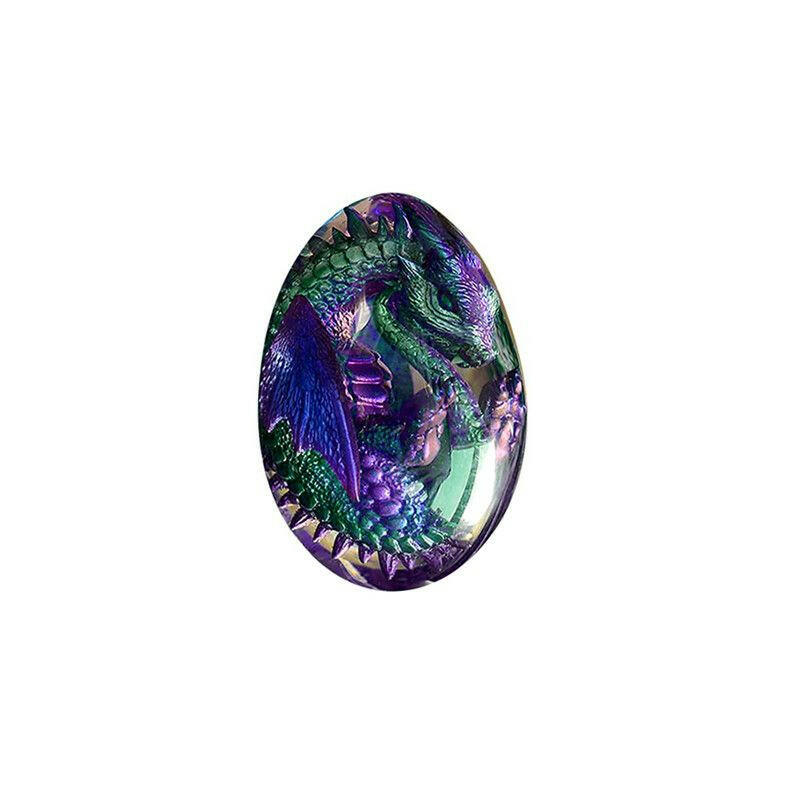 1 Set Lava Dragon Egg Crystal Transparent Resin Statue Luminous Dinosaur Eggs Souvenir Resin Craft Ornamental Home Decor Gifts.