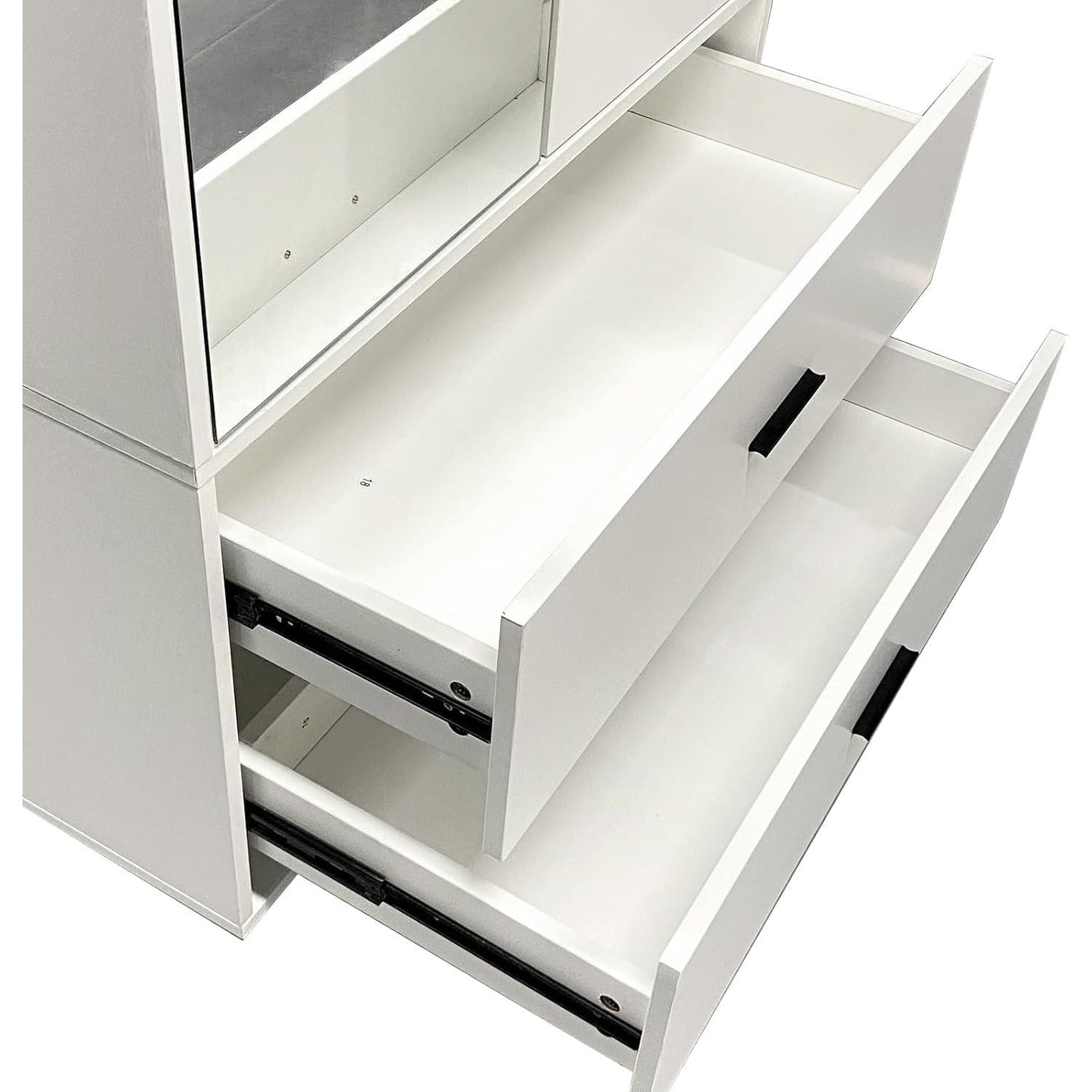 Armoire Wardrobe with 2 Doors Hanging Rods 2 Drawers and Mirror for Storage Organization for Bedroom Armoire 31.5" W x 20.3" D x 74.2 "H White