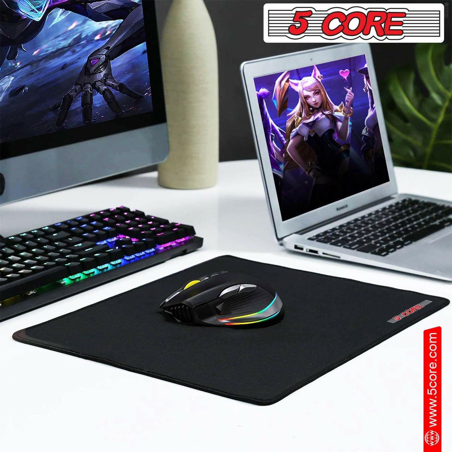 5 Core Gaming Mouse Pad |2-Pack| Standard Size with Durable Stitched Edges and Non-Slip Rubber Base Large Laptop PC Computer Notebook, High-Performance and Optimized Anti Slip MP 3X3 2PCS.