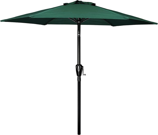 Simple Deluxe 7.5' Patio Outdoor Table Market Yard Umbrella with Push Button Tilt/Crank, 6 Sturdy Ribs for Garden, Deck, Backyard, Pool, 7.5ft, Green.