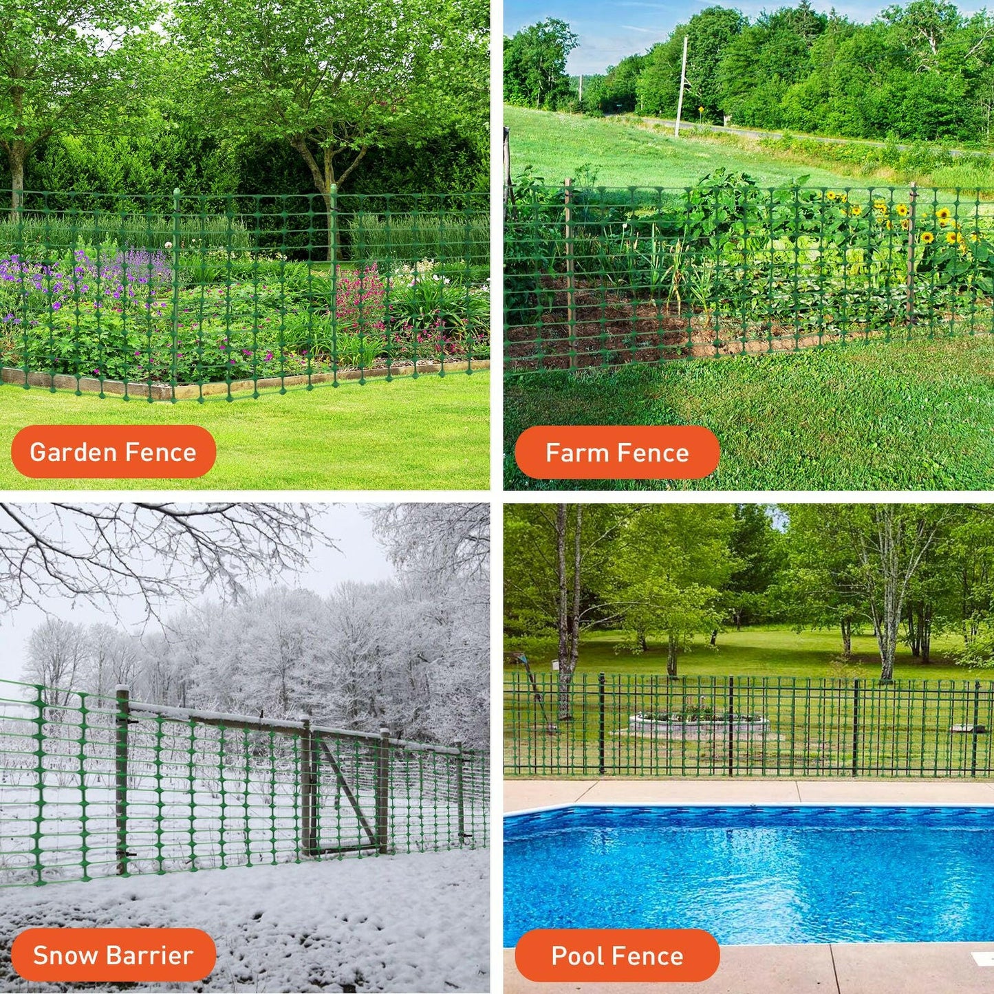 Safety Fence 4'x100' with 100 Zip Ties, Plastic Mesh Fencing Roll, Temporary Reusable Netting for Snow Fence, Garden, Construction and Animal Barrier.