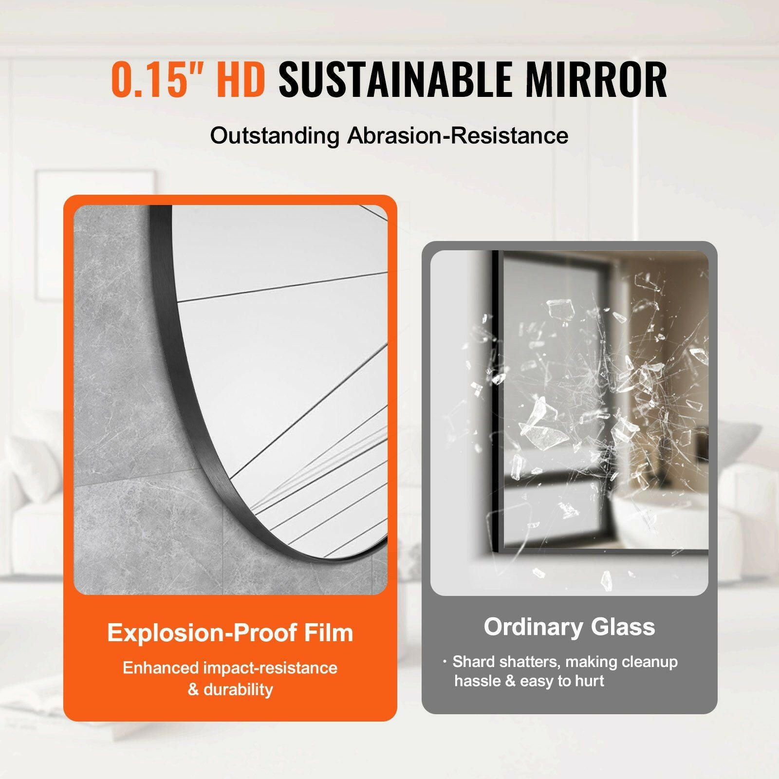 Round Wall Mounted Mirror 30 in Mirror with Aluminium Alloy Frame.