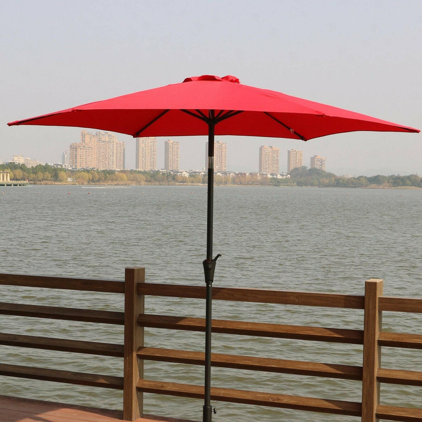 9' Pole Umbrella With Carry Bag, Red.