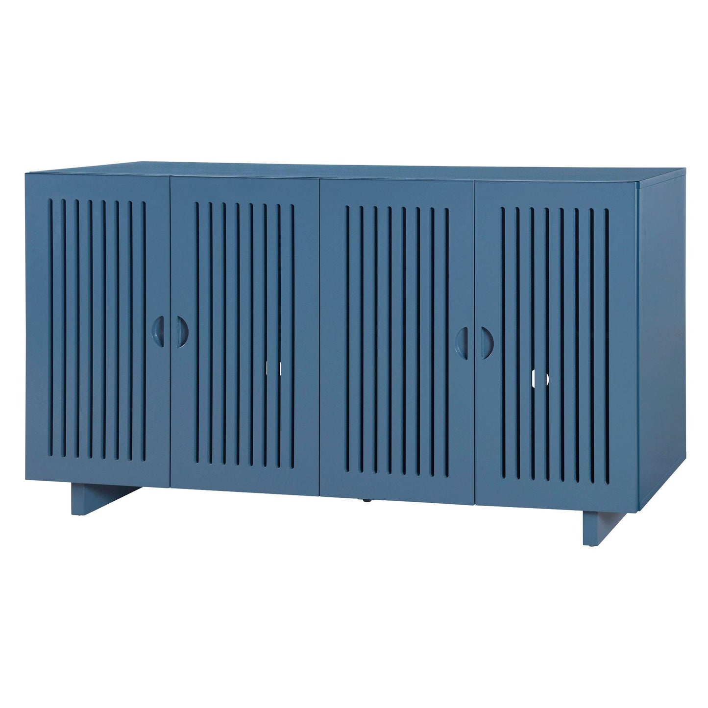 TREXM Modern Style Sideboard with Superior Storage Space, Hollow Door Design and 2 Adjustable Shelves for Living Room and Dining Room (Navy Blue)