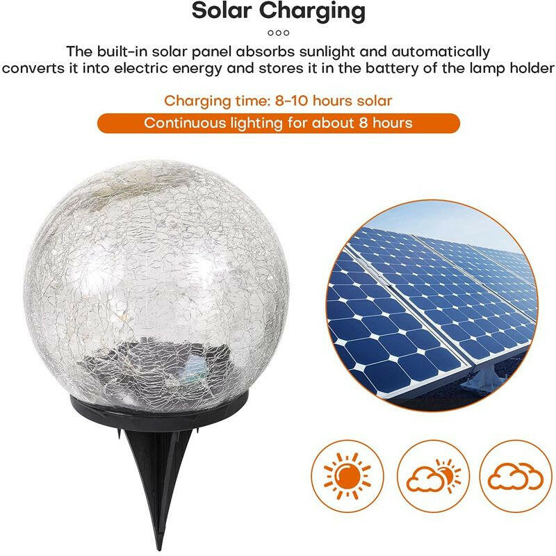 Solar Garden Light Cracked Glass Ball Lamps Outdoor Solar Courtyard Lights Waterproof Solar Lamp Balcony Yard Villa Street Decor