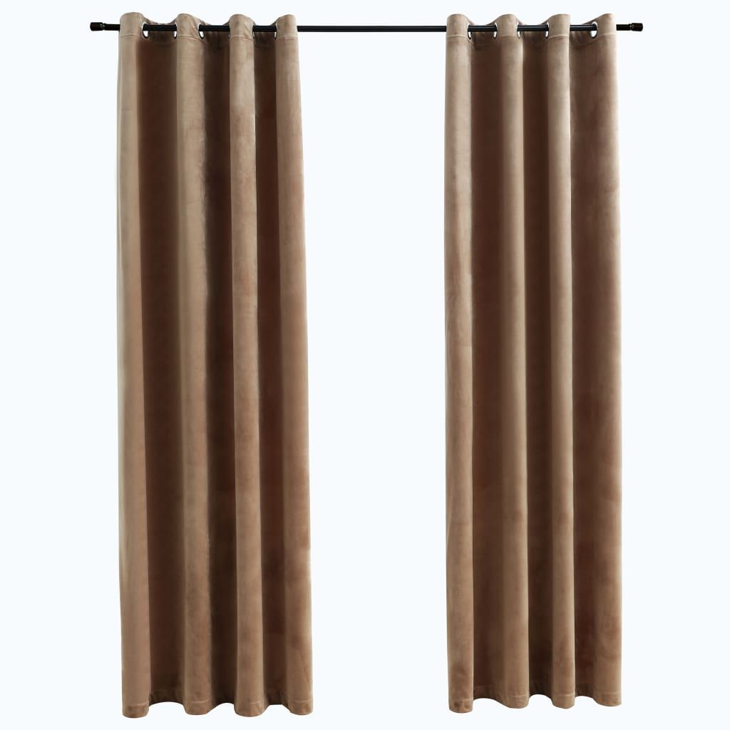 Blackout Curtains with Rings 2 pcs Beige 54"x63" Velvet